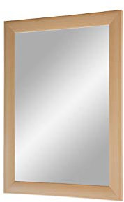 FRAMO Trend 35 - Wandspiegel 40x140 cm mit Rahmen (Buche), Spiegel nach Maß mit 35 mm breiter MDF-Holzleiste - Maßgefertigter Spiegelrahmen inkl. Spiegel und Stabiler Rückwand mit Aufhängern