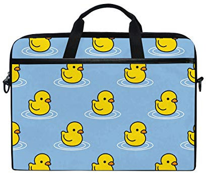 Moyyo Cute Cartoon Duck Laptop Bag Laptop Case with 3 Compartment Shoulder Strap Handle Canvas Computer Bag Personalised for Women Men Kids Girls Boys 15 inch
