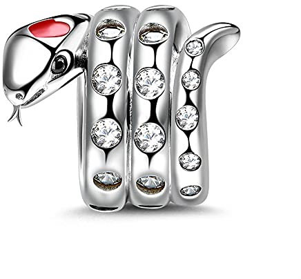 GNOCE Snake Charm Bead Sterling Silver Propitious and Lucky Zodiac Signs Charm Bead Fit Bracelet/Necklace Jewelry Gift for Women Mens