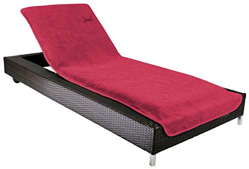 Sansibar Schonbezug für Gartenliege mit gesticktem Säbel Logo Strandliegenauflage Frottee Schonbezug 100% Baumwolle - ca. 75 x 200 cm Pink
