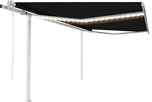 vidaXL Markise Automatisch mit LED Windsensor Gelenkarmmarkise Sonnenmarkise Balkonmarkise Sonnenschutz Sichtschutz Terrasse Garten 4x3,5m Anthrazit