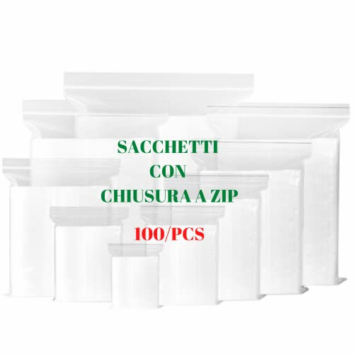 Bolsas bolsas de plástico transparentes con cierre de cremallera hermético, para alimentos, congelador, heladas, grandes y pequeños resistentes a la migración (100, 25 x 35 cm)