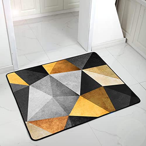 LNXSESN Door Mat Yellow Grey Triangle Door Mats Indoor Polyester Rugs Living Room Decontamination Outdoor Mats for Front Door Thicken Door Mats Outdoor Washable Doormat Non Slip Floor Mat 50x80cm