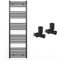 Myhomeware 500mm Wide Straight Black Heated Bathroom Towel Rail Radiator With Valves For Central Heating UK (With Black Straight Valves, 500 x 1600mm (h))