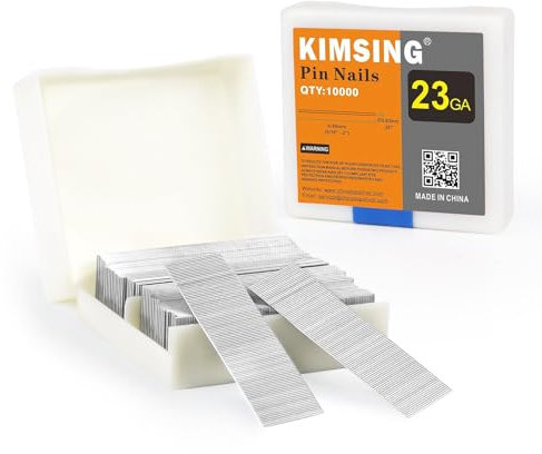 KIMSING P620SS Chiodi a spillo in acciaio inox, calibro 23, 9.000 pezzi/scatola, lunghezza 20 mm, senza testa, adatti a chiodatrici pneumatiche e a spillatrici ad aria compressa
