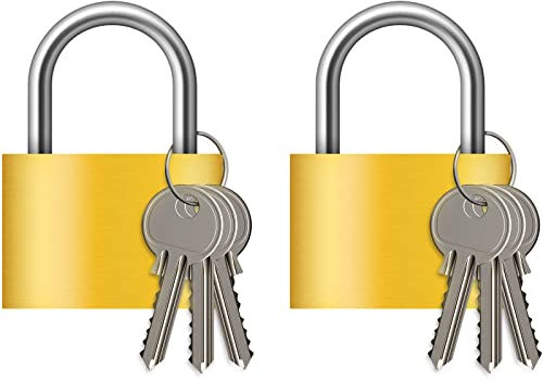 Diyife Cadenas en Laiton, Cadenas Clé [2 Pack & 6 Clés], Cadenas Extérieur Imperméable, Cadenas de Sécurité Pour Casier Ecole, Vestiaire, Entrepôts, Boîte à Outils, Armoire - 40mm