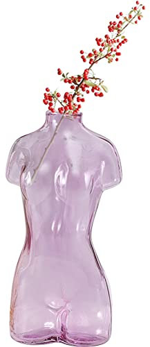 Kelendle Weibliche Form Körpervase Frauen Körper Blumentopf Glasvase Dekor Getrocknete Blumenvase Blumenarrangement Vase Künstliche Blumenbehälter für Zuhause und Büro Dekoration (lila)