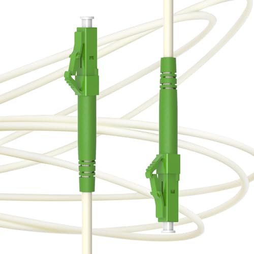 EMSECKO LC/APC auf LC/APC Stecker, 20M OS2 Simplex 3.0mm LWL Glasfaser-Kabel, 9/125μm Patchkabel LSZH, FTTH Lichtwellenleiter, Weiß