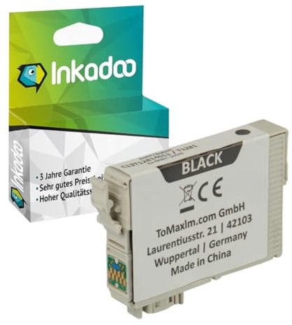 Inkadoo Tinte für Epson C13T12814011 / T1281 XL, Schwarz Kompatibel Stylus SX 420 420 W 230 130 Stylus Office BX 305 F, ca. 255 Seiten Tintenpatrone, Druckerpatrone, Patronen, Druckertinte