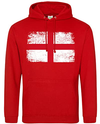 England Mens Hoodie English World Football Rugby Supporters Cup 2024 Unisex, L, Red