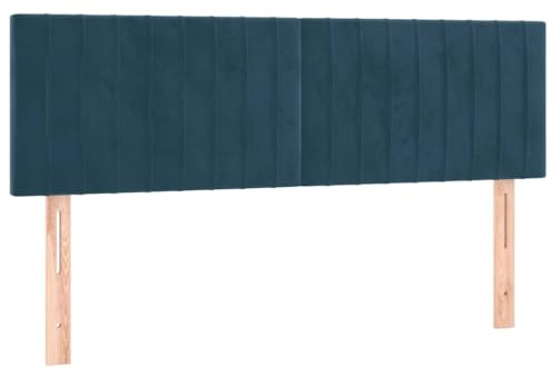 vidaXL Kopfteil, Bettkopfteil mit Holzbeinen, Höhenverstellbar Polsterkopfteil für Bett, Betthaupt Bettzubehör Schlafzimmer, Dunkelblau 144x5x78/88cm Samt