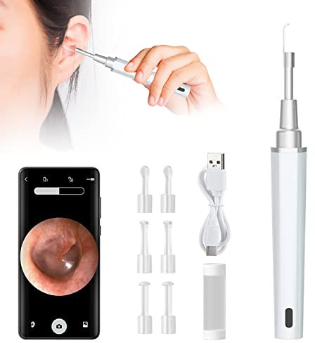 Ohrenschmalz Entferner Otoskop mit Licht,1080P HD Digitale Otoskop-Kamera 3.9mm Ultradünne IP67 Wasserdicht Endoskop Ohr Wifi Ohrenreiniger Kamera für iPhone, iPad & Android (Weiß)