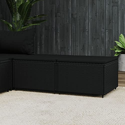 SHUJING Gartenhocker mit Kissen 2 STK Balkon Möbel, Balkon Lounge Klein, Outdoor Lounge, Outdoor Hocker, Balkonmöbel, Sitzbank Balkon, Gartenmöbel, Schwarz Poly Rattan