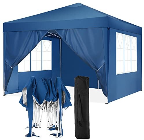 COBIZI Tonnelle 3x3m Tonnelle Pliante 3x3 Barnum Pliant Tonnelle de Jardin Exterieur Imperméable Professionnel Tente de Reception Camping avec 4 Côtés, Bleu