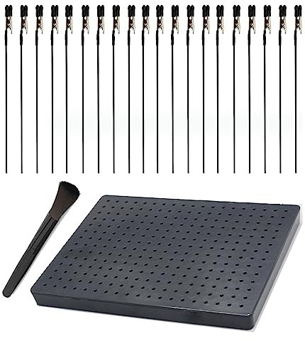 Model Painting Tool mit großen Standfuß und 20Stück Krokodilklemmen, Krokodilklemme mit Ständer Werkstückhalter für Modellbau, Flexibler Lackierständer zum Basteln und Dekorieren (20 * 15cm Black)