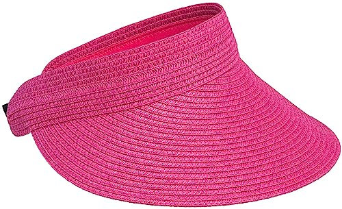 Caspar HT027 verstellbare leichte Damen Sommer Schirmmütze Sonnenvisor aus Toyo Stroh, Farbe:pink, Größe:One Size