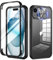 seacosmo for iPhone 15 Plus Case 6.7 Inch, Full-Body Shockproof Case with Built-in Glass Screen Protector and Camera Lens Protector Rubber Bumper Case Cover for iPhone 15 Plus 2023- Black/Clear