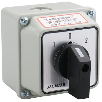 BAOMAIN Commutatore rotativo universale con interruttore principale, alloggiamento esterno, On-Off, 550 V, 20 A, 3 posizioni, 2 fasi, approvazioni CE, IP66, LW28-20/D202.2D