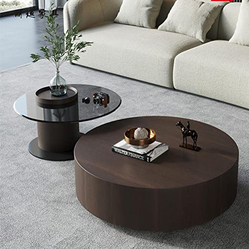 WestUx Moderner runder Couchtisch, Mid Century Minimalist Side End Table Satz von 2 Glasplatte für Wohnzimmer, Schlafzimmer, Büro,80+60cm