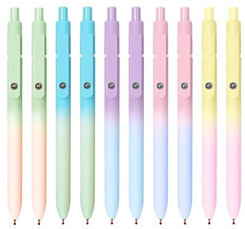 UIXJODO Stylos à encre gel, 10 pièces 0,5 mm Stylos à encre noire japonaise à pointe fine pour une écriture fluide avec prise en silicone, stylos rétractables avec clip métallique de haute qualité