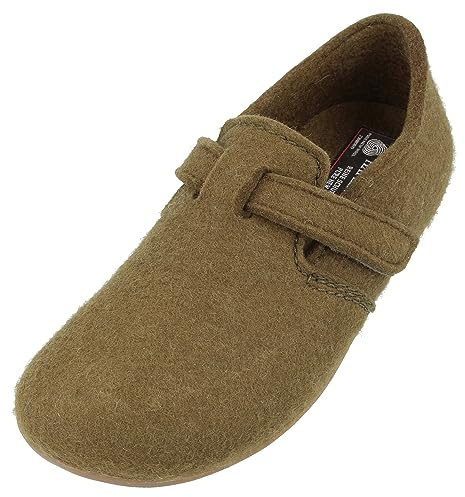 HAFLINGER Everest Focus Filzpantoffel mit verstellbarem Riemen Olivgrün, Gr. 37
