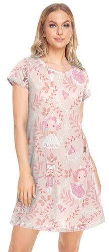 CHIFIGNO Christmas Women's Nightgowns Soft Printed Sleepshirts Pajama Dress Cute Nightgown Dress for Women, Christmas Nutcracker Cute Princess, S
