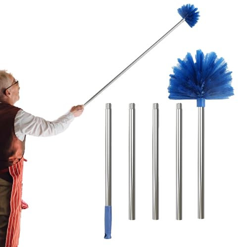 Teksome Cepillo para telarañas con Barra de extensión - Cepillo de Limpieza de telaraña Extensible Duradero con Poste Largo - Plumero para Limpiar Ventiladores de Techo Alto, techos Interiores
