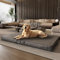 BingoPaw 3D Hundebett Faltbar Hundematratze: XXXL Orthopädisches Hundebett aus PU Weich Leder Wasserdicht Hunde Kissen Matratze Schlafplatzfür Grosse Hunde Grau 130x84x9 cm