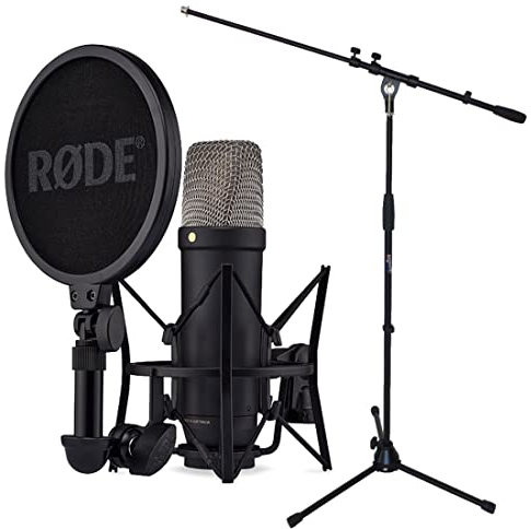 Rode NT1 5th Generation Black XLR USB Studio-Mikrofon Schwarz + keepdrum Mikrofonständer