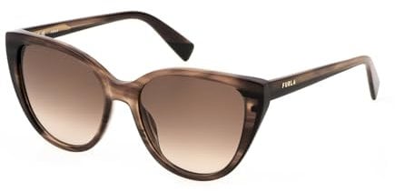 Furla Damen Sfu783 Sonnenbrille, Glänzend gestreift, Beige, 70