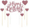 7 Pcs Happy Birthday Cake Toppers Set,Rose Gold Glitter Letters Happy Birthday Heart Shape Cake Topper,Party Decor Decorations