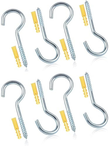 Welari 100mm Heavy Duty Washing Line Hook Set Stainless Steel Screw Rustproof Ceiling Concrete Wall Mount Tension Wire Hanging Indoor Outdoor Use Thank You Card Pack of 8