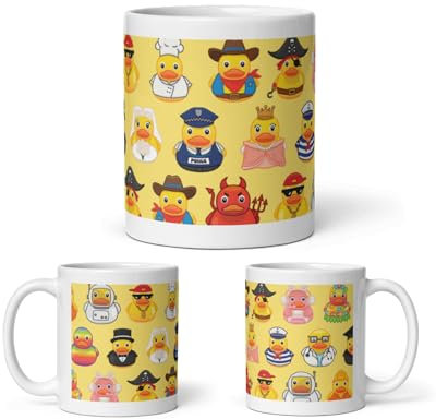 DV DESIGN 1 x Rubber Ducks Print Mug - Jobs Gamer Pattern Toys Kids Bath Duckies Cute Duck Funny Novelty Animal Home Drinks Mugs Cup Kitchen #81569