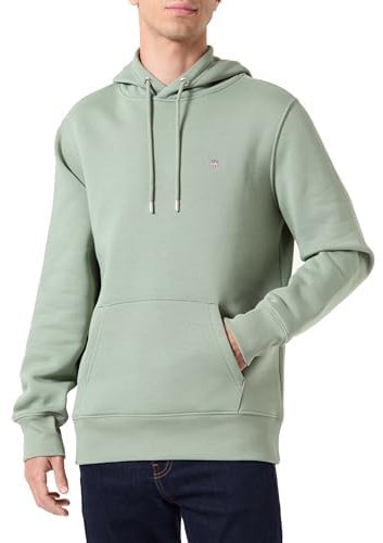 GANT Herren REG Shield Hoodie Kapuzenpullover, Woody Green, M