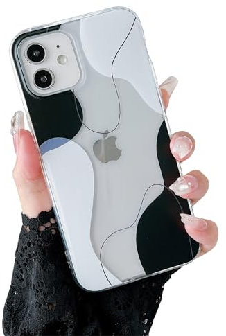 DEFBSC Compatible with iPhone 11 Case(6.1 inch), Transparent Color Mix Aesthetic Design Soft TPU Bumper Slim Thin Shock-Absorbing Protective Phone Cover - Black