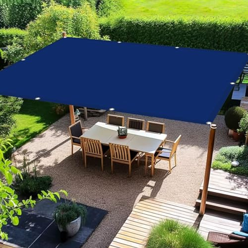 Voile d'ombrage Rectangulaire Imperméable 4 x 4 m Imperméable Couvert Végétal Auvent UV Protection PES avec Cordons pour Extérieur Jardin Terrass Balcon, Bleu Foncé