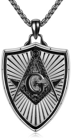 DAYLINLOVE Freimaurer Halskette für Männer 925 Sterling Silber Schwarz Freimaurer Halskette Free And Accepted Masons Anhänger Freimaurer Geschenke für Männer