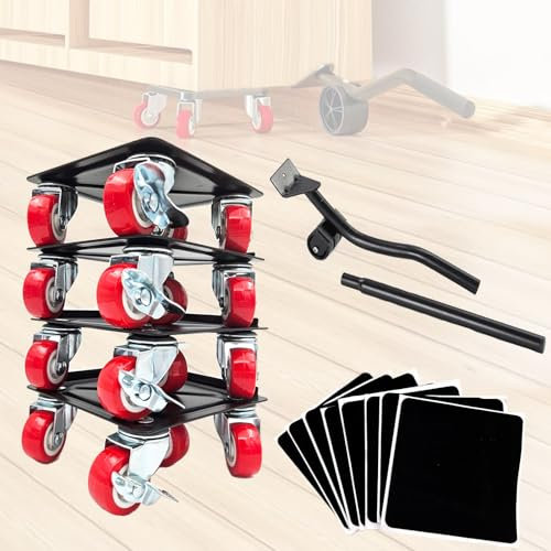 TIMILAND Möbelroller Transportroller Set,Stück Möbel Gleitsystem mit Lastenheber.3x5.3inch Große Panels mit 5 Räder,360 Grad Drehbares, Max 1500LBS Tragkraft(Quadrat+8 Pads)