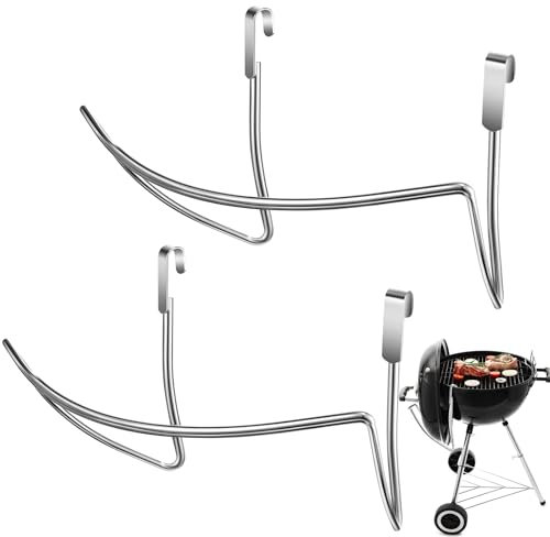 MorningRo 2 Stück Grilldeckel-Halter, Schieben Sie eine seitliche Deckelstütze für 47,7 cm und 57,9 cm Holzkohle-Kugelgrill-Zubehör, Kugelgrill-Zubehör