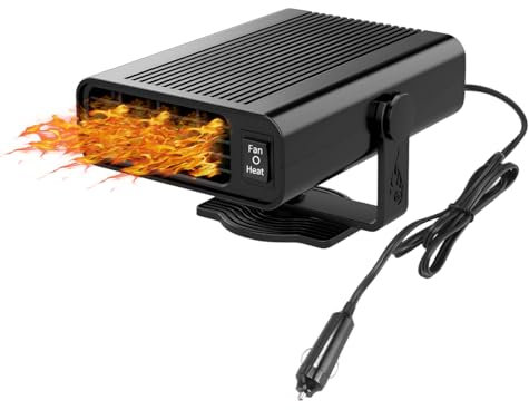 JNNJ Chauffage De Voiture, Chauffage Voiture Allume Cigare Portable, Ventilateur De Chauffage pour Pare-Brise, Chauffages De Voitures avec Rotation À 360 Degrés, Accessoires Automobiles Universels