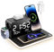 7 in 1 Wireless Charging Station with Light,Dual Phone Wireless Charger with Clock,Bedside Charging Dock,33W Adapter,TimeSync,Fast Charger Stand for iPhone 16 15 14 13 12 Pro Max Apple Watch Airpods