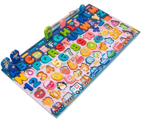Puzzle d'apprentissage en bois pour enfants, jeu de puzzle avec coquille en bois - Alphabet éducatif et jeu de correspondance de chiffres - Jeu de jeu d'alphabet amusant pour jardin