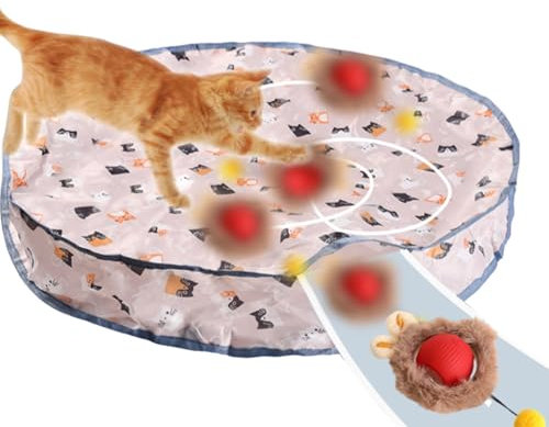 Cat Toys Ball for Indoor Cats – Interactive Rolling Toy with Motion Sensor & Chirping Sound | Mouse Hunting Game to Stimulate Cat's Instinct | Durable & Safe Cat Toy for Daily Play (Brown)