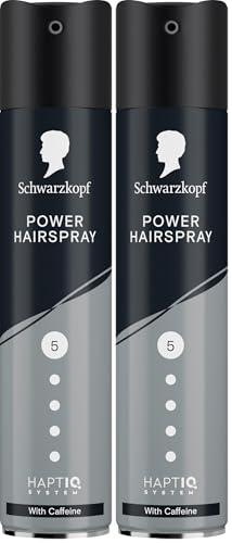 Schwarzkopf Hairspray Power 250ml, with Caffeine, Hold Level 5 Hair Styling, Hairspray for All Hair Types,Long-Lasting Power Hold, Vegan Formula* (Pack of 2)