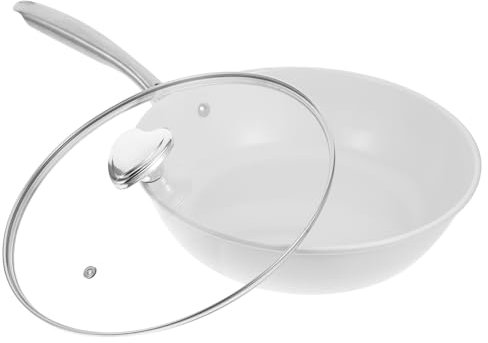SOIMISS Sartén Wok Cerámica Antiadherente para Cocina Compatible con Gas y Estufas de Inducción para Freír y Saltear con Mango Ergonómico y Tapa