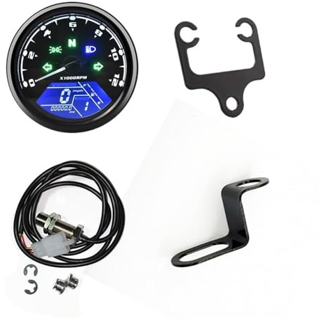 Compteur kilométrique universel Panneau jauge numérique moto compteur de vitesse 199 MPH KMH odomètre tachymètre 12 000 trmin avec indicateur affichage lumineux d'alarme