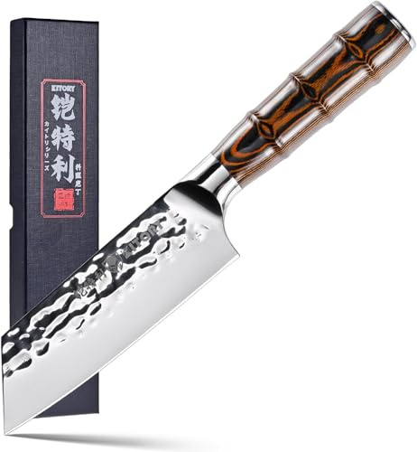 Kitory Kiritsuke Kochmesser 14 cm, Kleines Japanisches Küchenmesser, HC-Edelstahl (deutscher Stahl), gehämmert wirkende Klinge, Pakkaholzgriff, Geschenkidee für Zuhause & Restaura