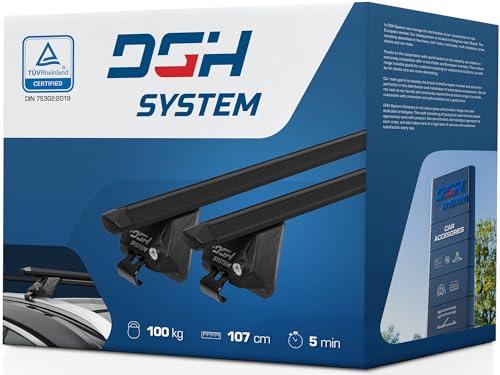 DGH System Dachträger Autogepäckträger RELINGTRÄGER kompatibel mit Renault Koleos SUV 5-Tür 2017-2023 max 100 kg 112 cm Aluminium