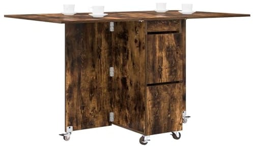 vidaXL Esstisch 2 pcs 140 x 80 x 77 cm Holzwerkstoff Geräucherte Eiche, Verstellbarer Esstisch, modernes Design, Holzfinish, vielseitig, platzsparend für Dein Wohnzimmer