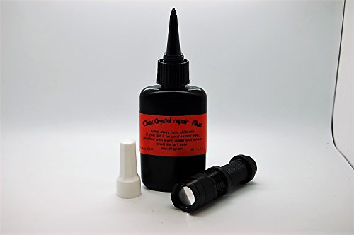50gr Résine UV, Colle, Réparation de Cristaux, Verre, Lunettes, Montres, Meubles + UV Torche Zoomable